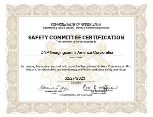 Safety Committee Certification 202306